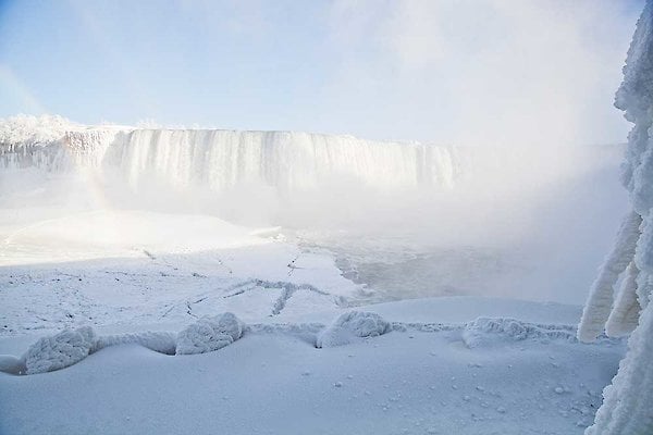 Canadian Horseshoe Falls after the polar vortex photo taken by Adam McInnies