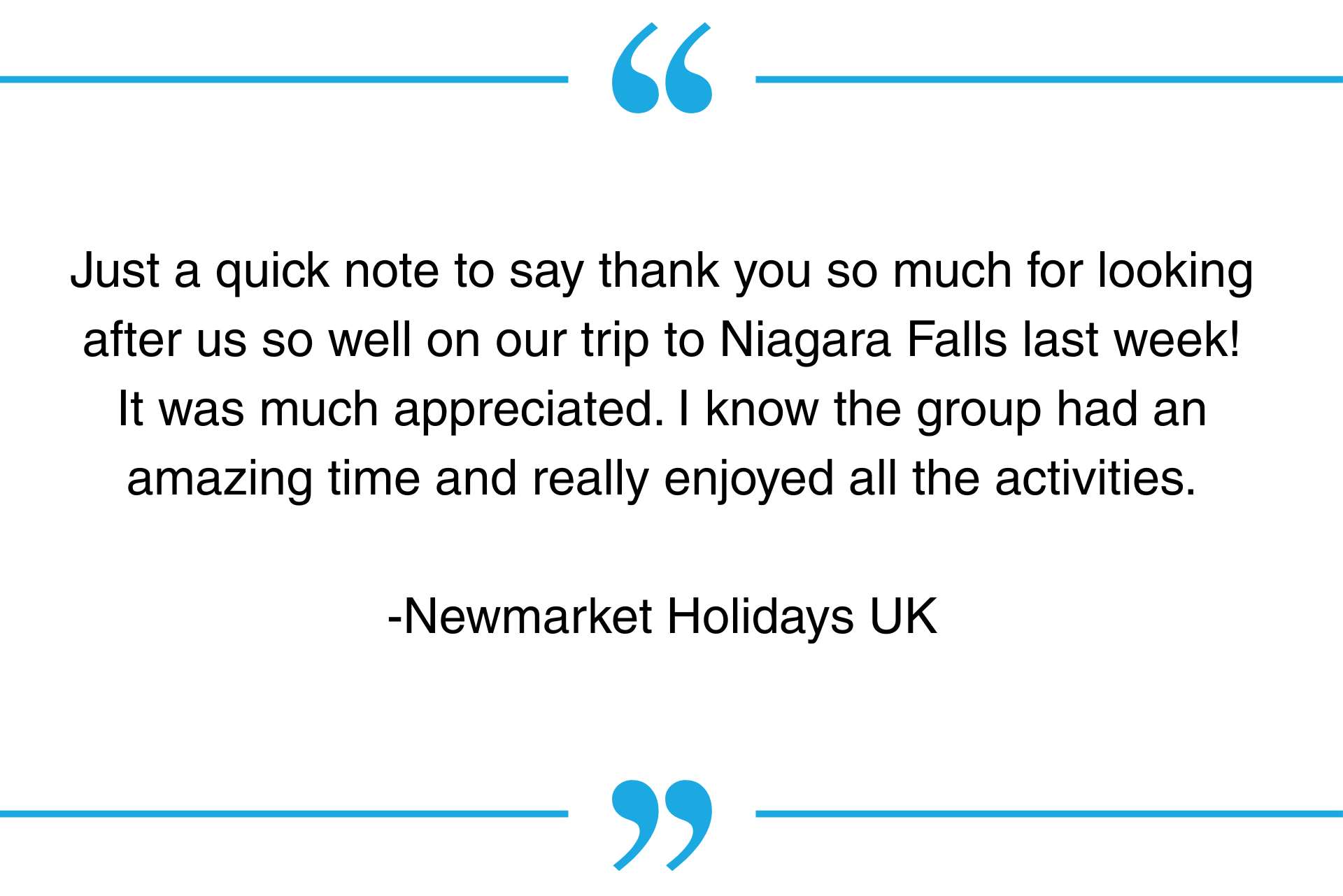 Newmarket Holidays UK Testimonial