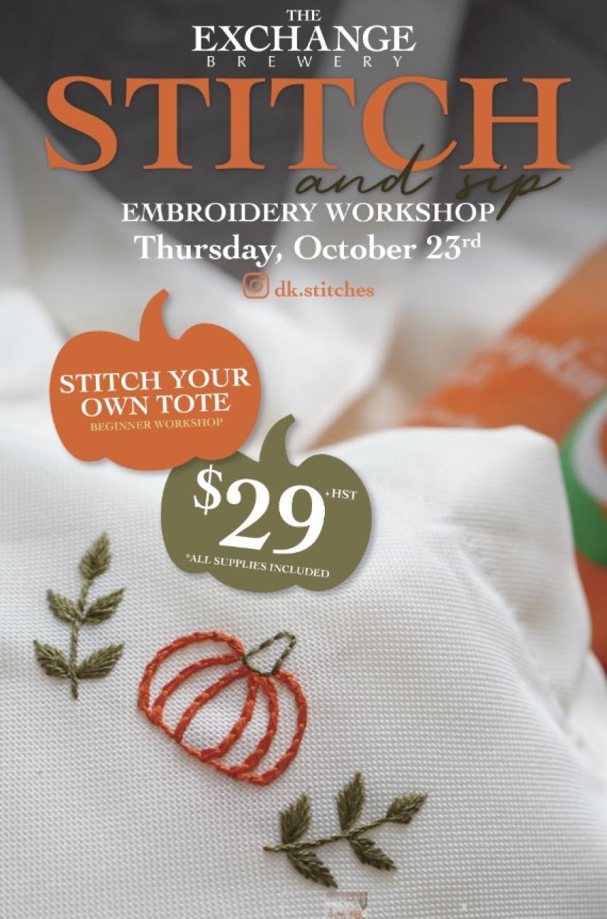 Stitch & Sip: Halloween Tote Bag