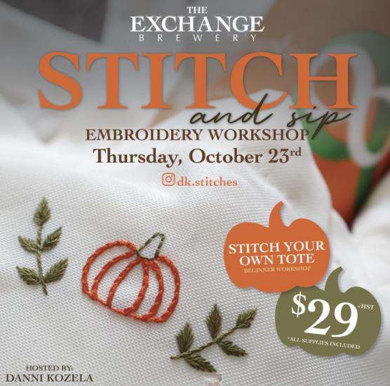 Stitch & Sip: Halloween Tote Bag